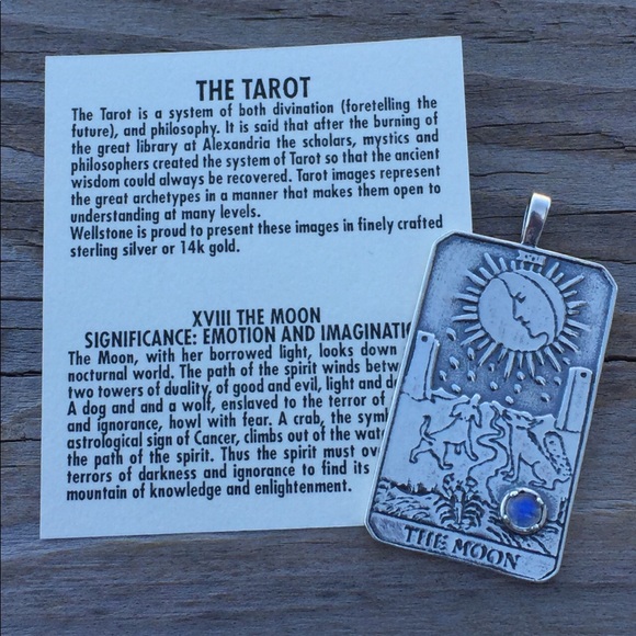 Moon Tarot Pendant Sterling Silver Rbw Moonstone - Picture 2 of 7